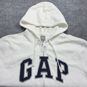 Gap Full Zip Hoodie Mens XL Tall White Navy NEW Fleece Vintagesoft Arch Logo
